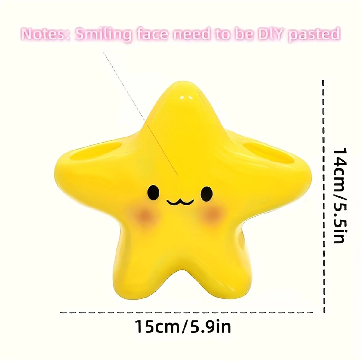 Cute Star Shaped Toothbrush Holder Freestanding Bathroom Organizer with Cute Face Design Space Saving Toothbrush Toothpaste