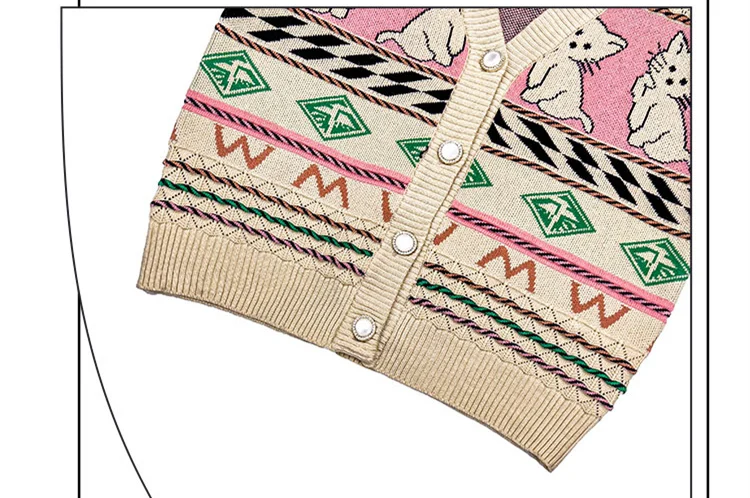 Vintage Kinder Cartoon Katzen Strickjacke für Mädchen Niedliche Mode Kinder Neue Frühlings-Strickkleidung Teenager Klassische Retro-Strickwaren – Detail 11