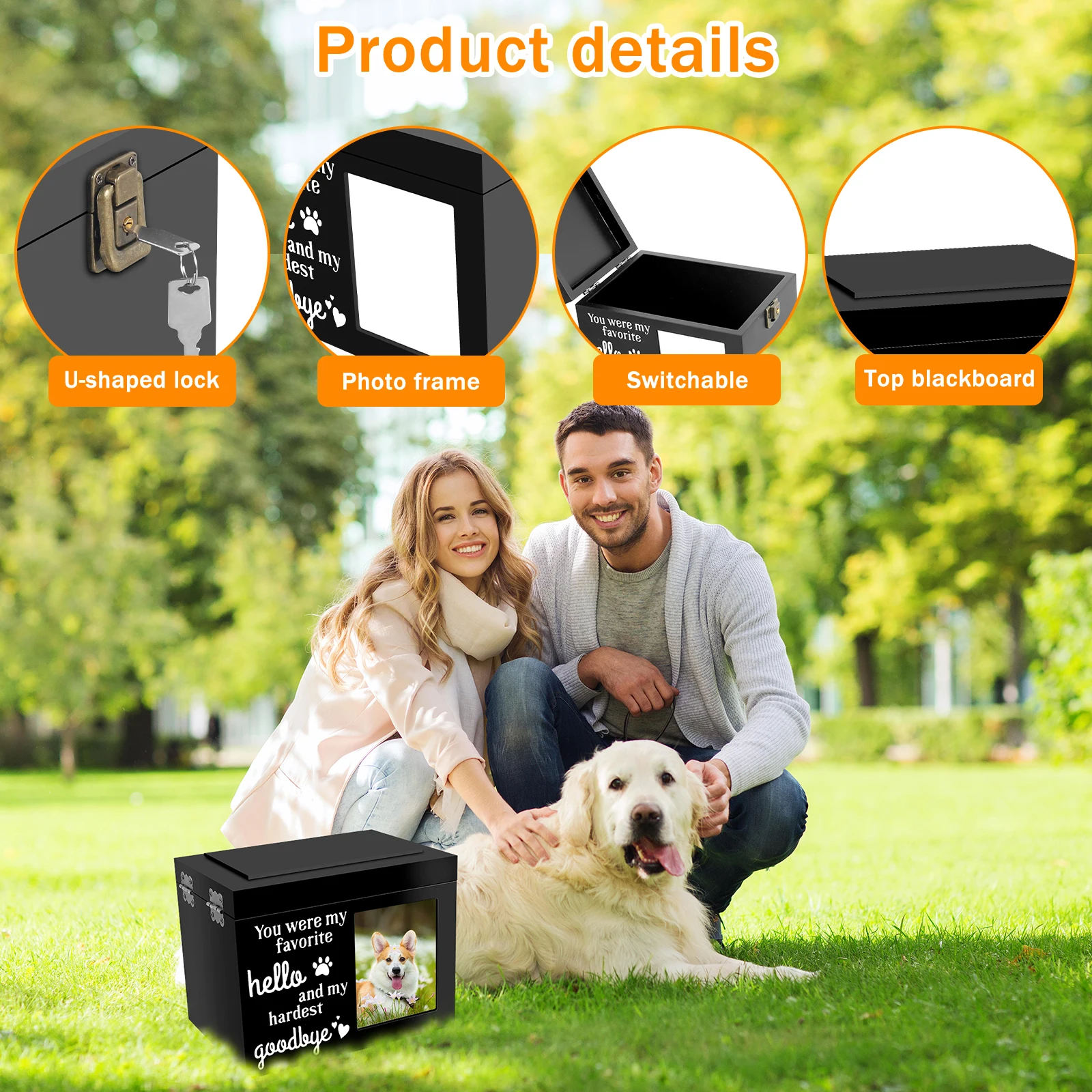 Wood Pet Memorial Urn DIY Personalized Pet Urn Pet Memorial Box with Photo Frame for Dog Cat Bird Mouse Cremation Ashes NEW