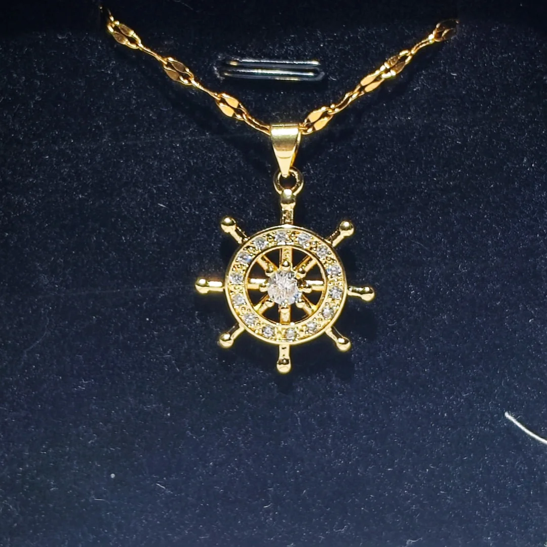 Ocean Waves Steering Wheel Pendant, High-end and Retro Collarbone Chain Necklace