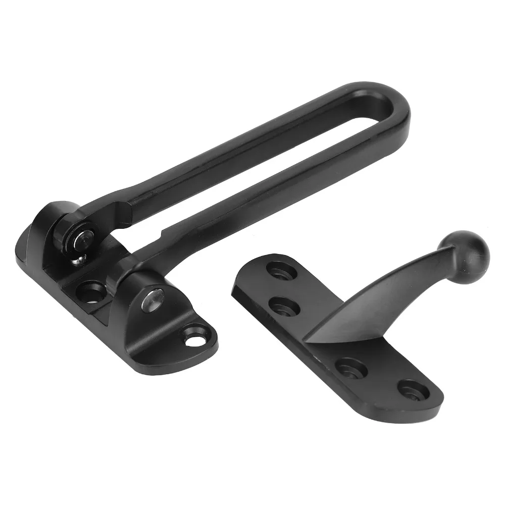 Sturdy Zinc Alloy Swing Bar Door Lock Matte Black Easy Install Door Security Latch Anti-Theft Door Guard Home