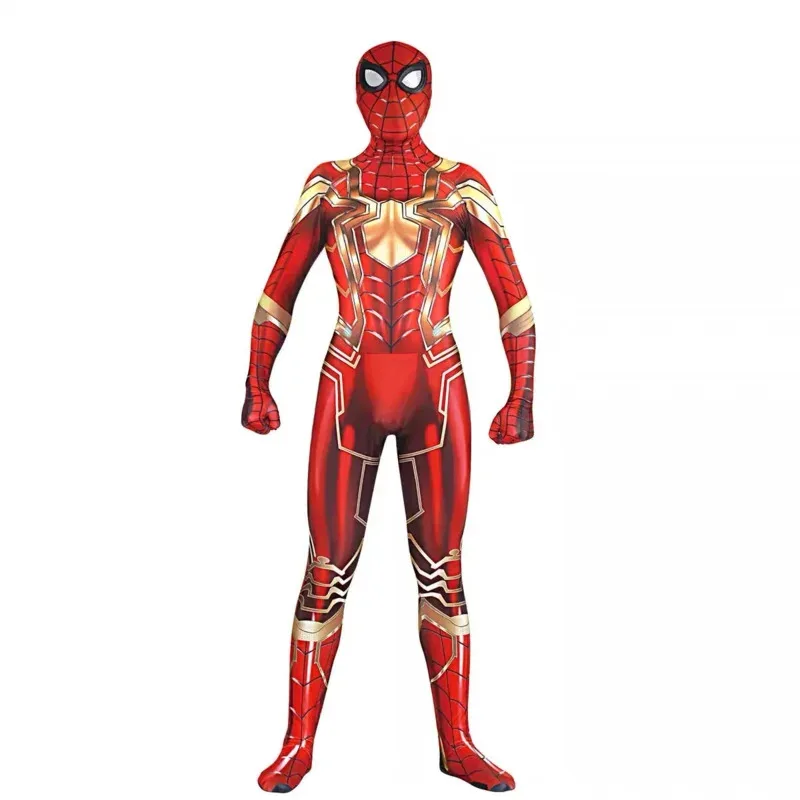 YI01 Adulti Bambini Spidercosplay Oro Ferro Costume Supereroe Cosplay Zentai Suit Uomo Ragazzi Maschio Ritorno a casa Tuta Party JumpJk8 * @