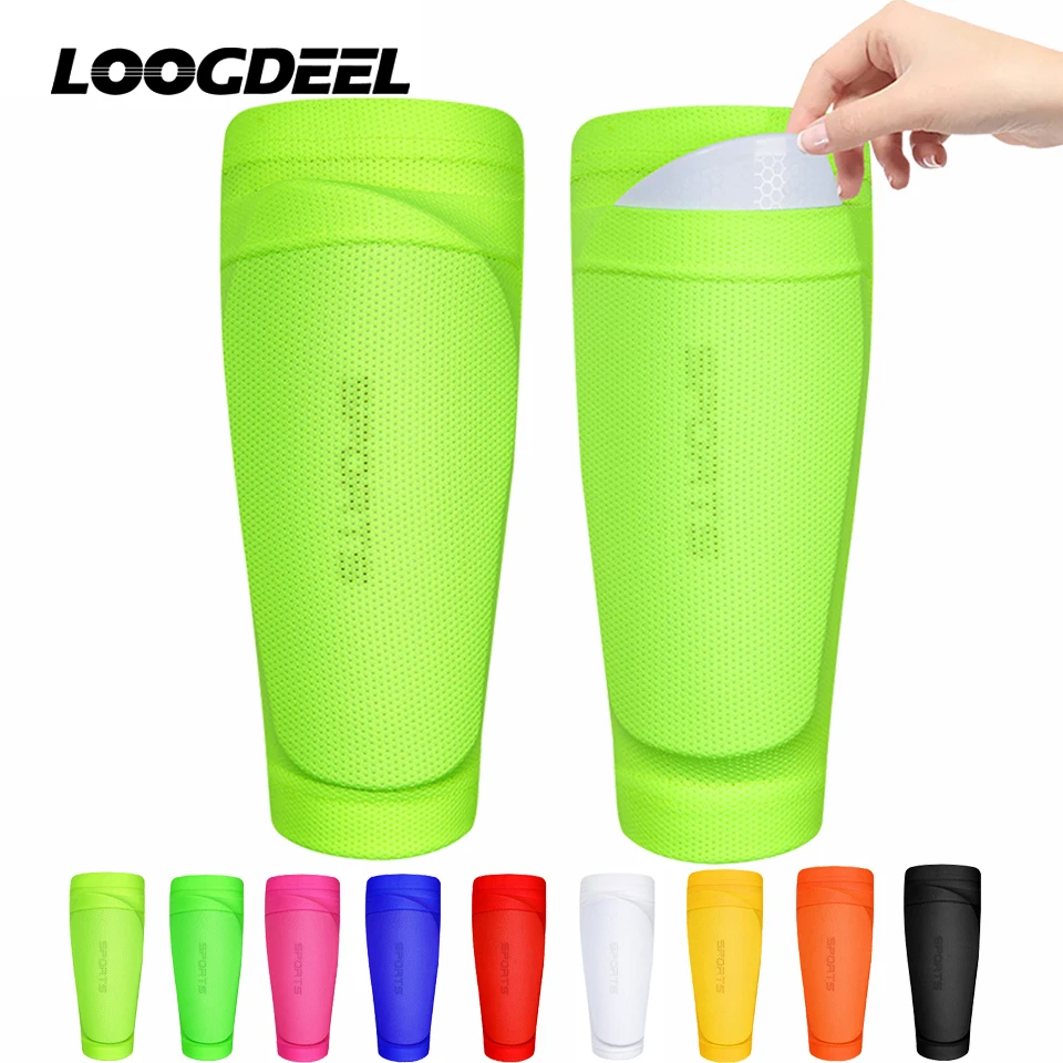 Loogdeel 1 Pair Shin Guard Sleeves Soccer Youth Calf Support Compression Sleeves Football Leg Sleeves for Men Kids Adult Sports