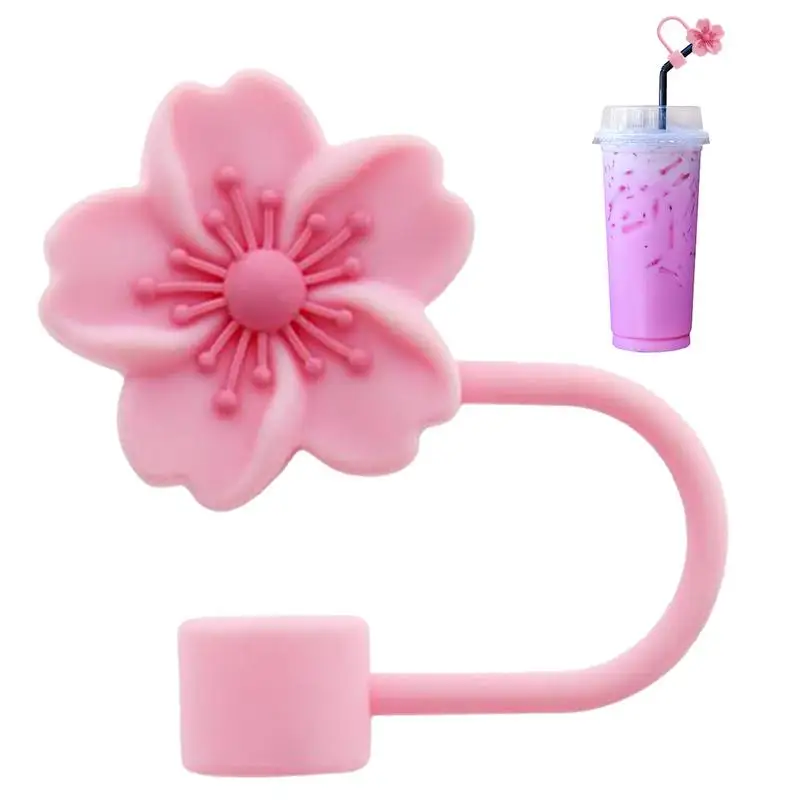 Flower Straw Stopper Cute Cartoon Flower Shape Drinking Straw Tips Lids Straw Caps Protector Dust Proof Plugs Drinking Supplies