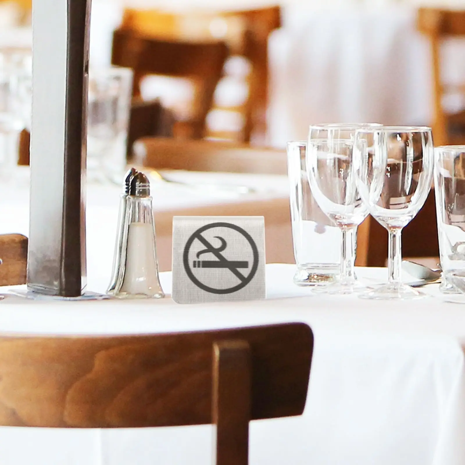 2Pcs No-Smoking Table Cards Stainless No-Smoking Sign Steel Indoor Use Non Smoking Indicator Table Cards Signs