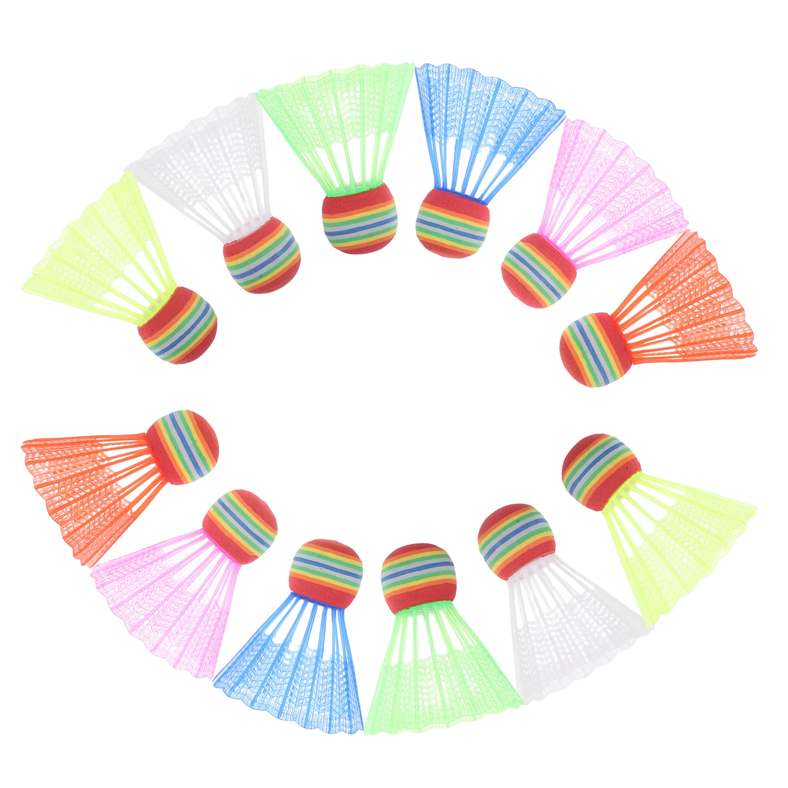 

12 Pcs Color Big Head Badminton Beginner Shuttlecock Outdoor Colored Plastic Children