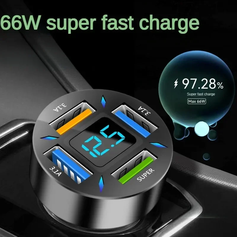 USB Type C Charger for Car PD 4 USB Car Quick Charge QC3.0 12/24 V Car Cigarette Lighter Socket Splitter for iPhone Huawei