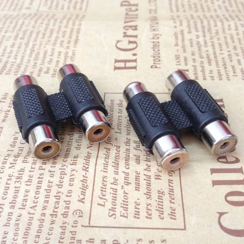 2 RCA female AV Coupler Mini to 2RCA female Connector Adapter Socket Extension Converter Audio Video  E1