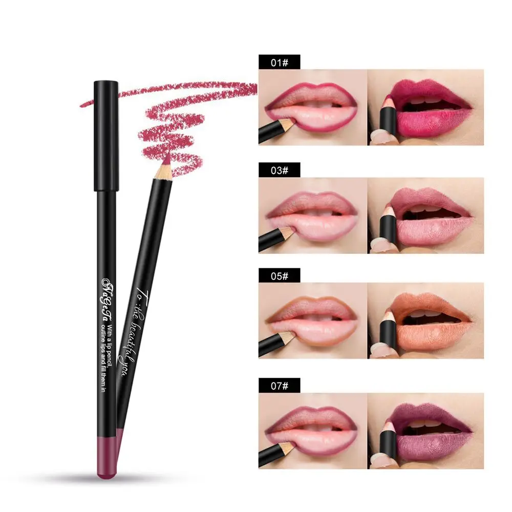 Natural Smooth Waterproof Professional Long Lasting Matte Lip Liner Lip Liner Pencil Lipstick Eyeliner Pen 12 Assorted Colors