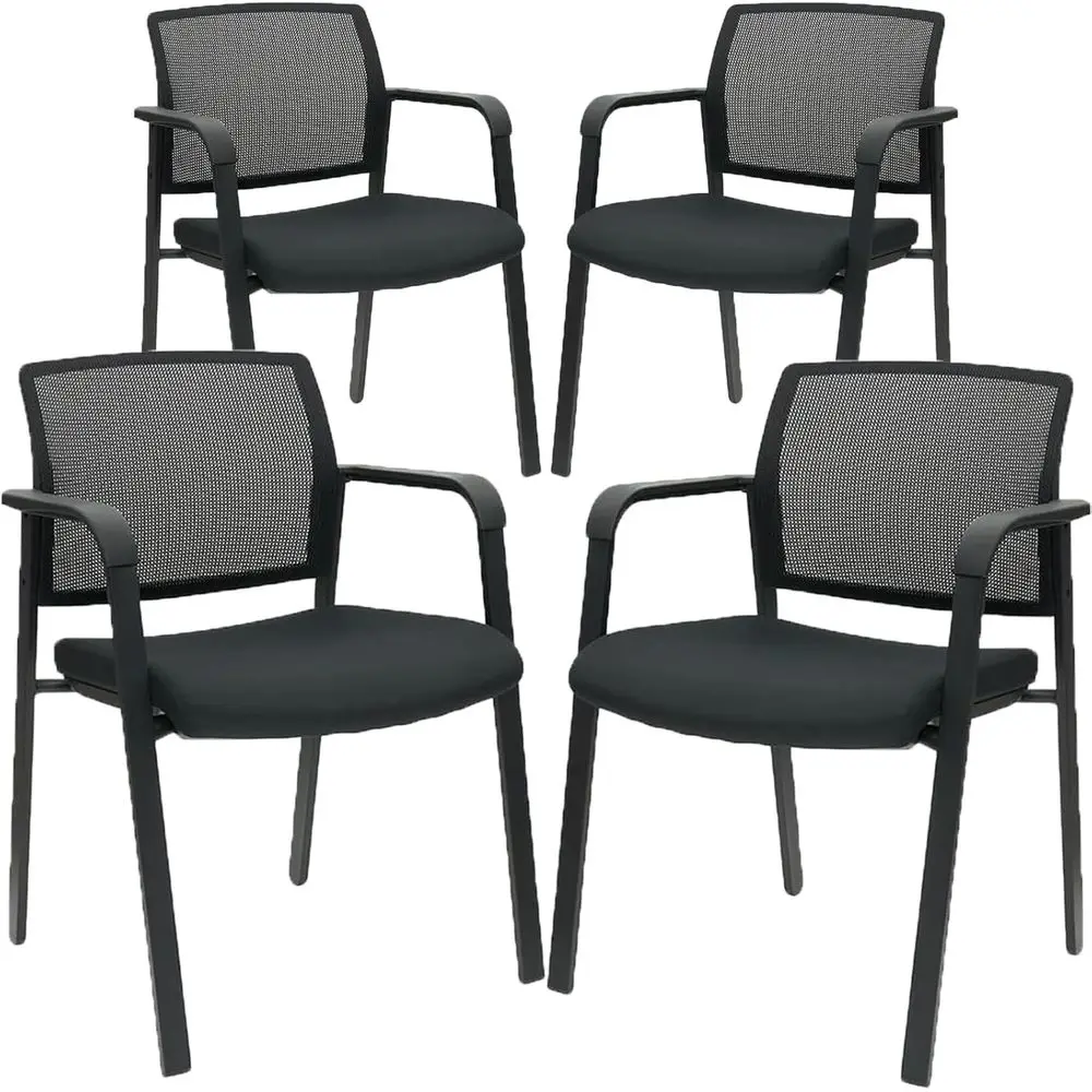

Mesh Back Stacking Office Chairs with Armrests, Upholstered Seat, Ergonomic Support for Waiting Rooms, Conferences, Schools & Ch