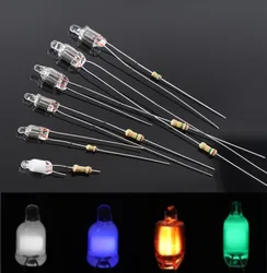 Neon Bulb Indicator Lights 4mm 5mm 6mm Red Green Blue Sign Lamp with resistance 220V Miniature Bulb Neon Light Lampada