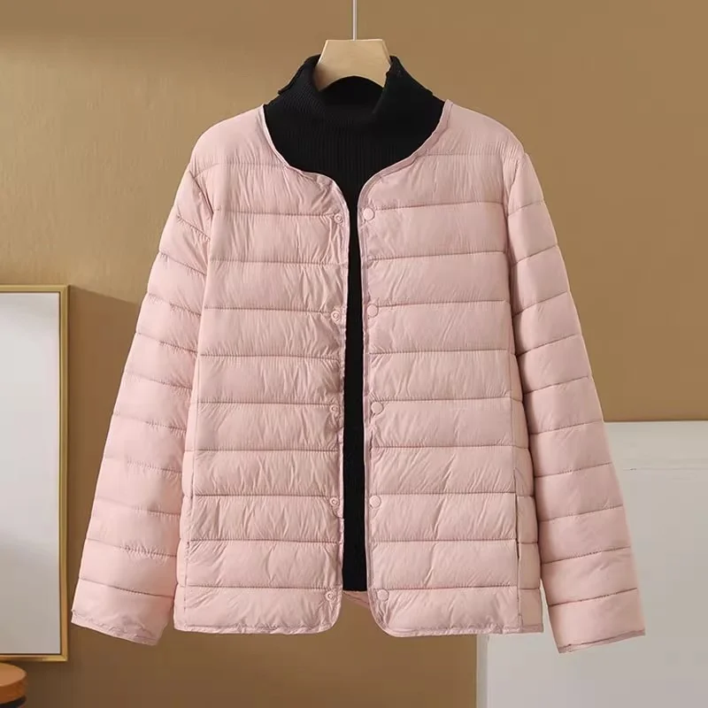 سترة قطنية خفيفة الوزن، معطف نسائي فضفاض غير رسمي برقبة دائرية وصدر واحد w1672 للربيع والخريف والشتاء #1