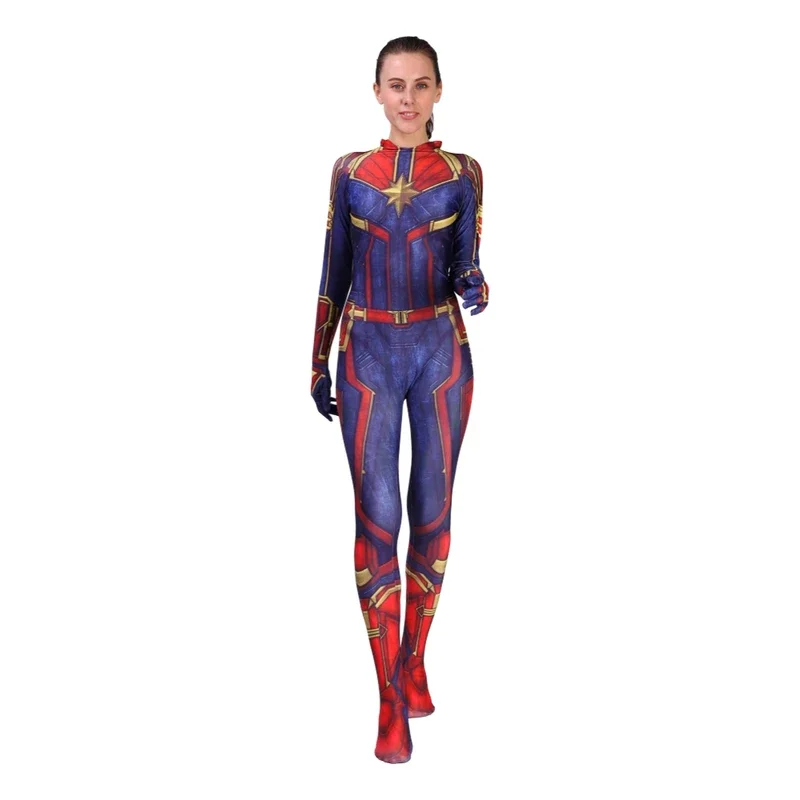 FC6Movie Version Captain Carol Danvers Cosplay Costume Zentai Superhero Bodysuit Suit Jumpsuits Women Costumes 3D Printing@FC8！