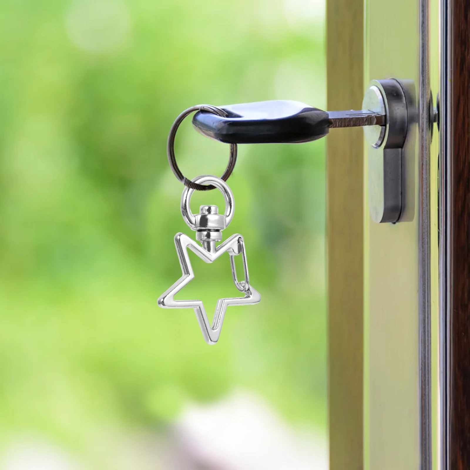 

40pcs Star Shape Lobster Clasp Key Ring Snap Hook Silver Metal Swivel Base Backpack Pendant Phone Bag Purse Charm