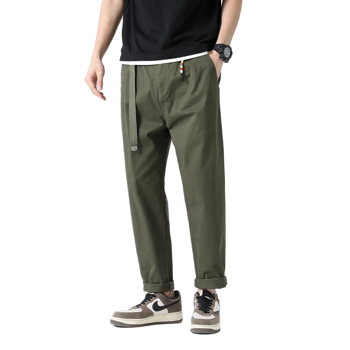 

Мужские модные брюки-чинос из чистого хлопка для весны и лета: дышащие, прямого кроя, универсальные, незаменимые в гардеробе для повседневной носки