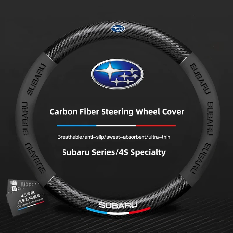 

Car Leather Carbon Fiber Steering Wheel Cover Non-slip Car Interior For Subaru STI XV BRZ Smart Legacy Levorg Mpreza WRX Tribeca
