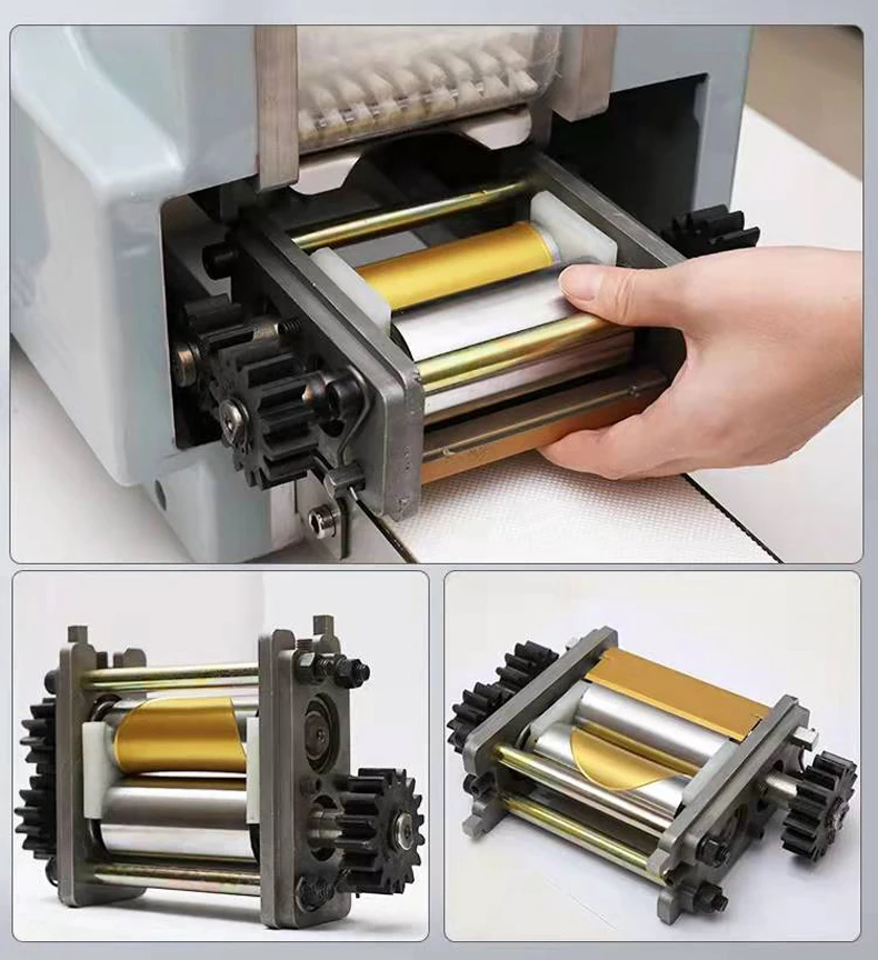 Elektryczna maszyna do owijania pierogów 110V 220v okrągły kwadrat wonton Skin Maker prasa rolkowa krajalnica do makaronu narzędzie do formowania reklama