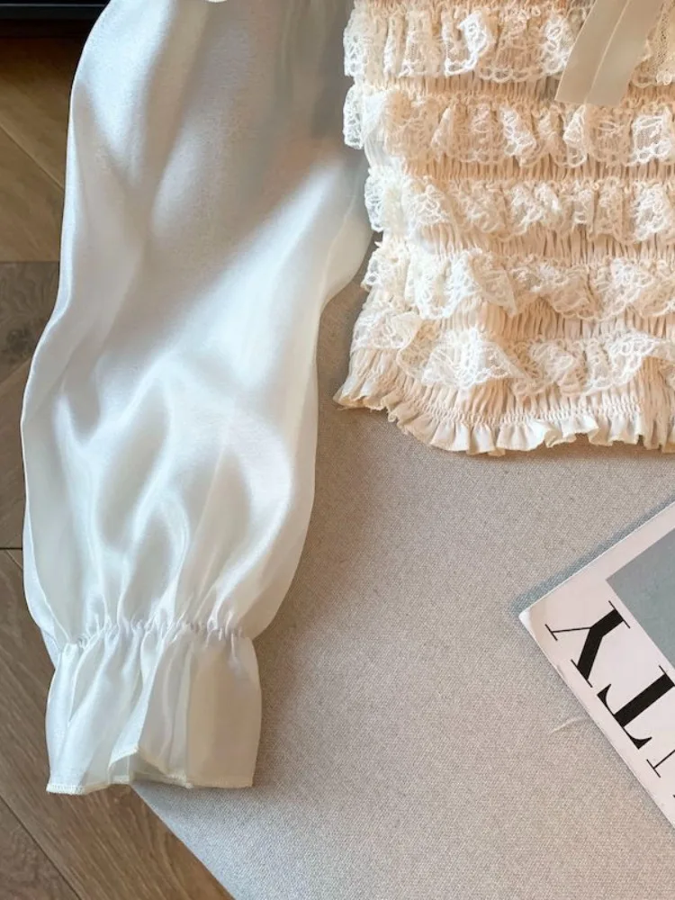 بلوزة Ele Knot Long Sve بقصة ضيقة للنساء لخريف 2025 بتصميم أصلي من ألياف البوليستر ملابس غير رسمية