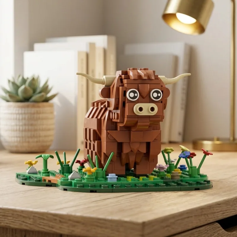 

Highland Cattle Mini Building Blocks Fits Small Bricks Farm Animal Toy Realistic Rustic For Kids Collectors Birthday Table Decor