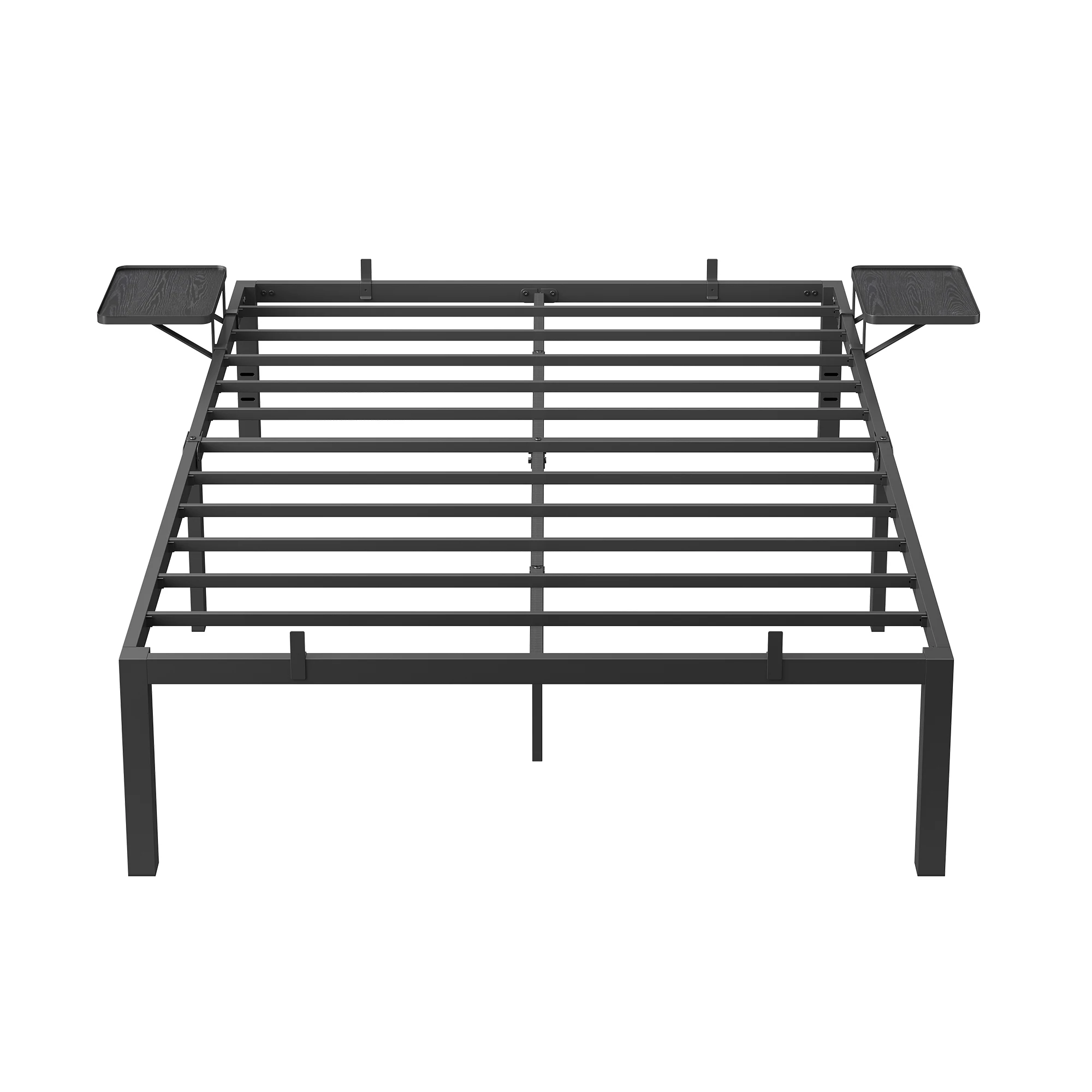 VASAGLE Double bed frame, bed frame, metal bed frame, with storage shelves, guest bed