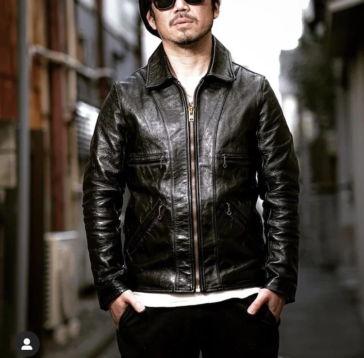 LNY Shop Best.New Arrival. سترة جلدية أصلية للرجال ذات جودة رائعة، قماش جلد الحصان الياباني. معطف جلد كلاسيكي لراكبي الدراجات النارية.