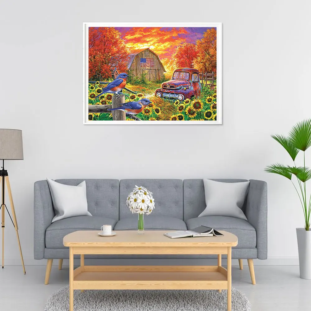 Diamond Painting Countryside Landscape Full Diamond Embroidery DIY Scenery Mosaic Paintings Scenic Cross Stitch Home Decoration