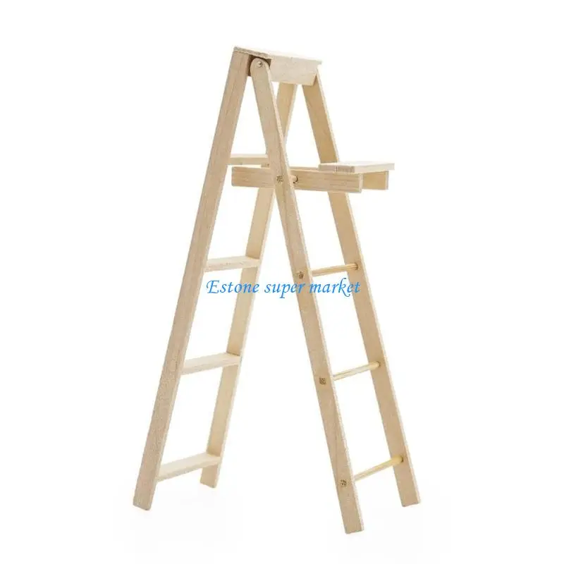 090B Unfinished Ladder for 1/12 Dollhouses Construction Site and Elf Display