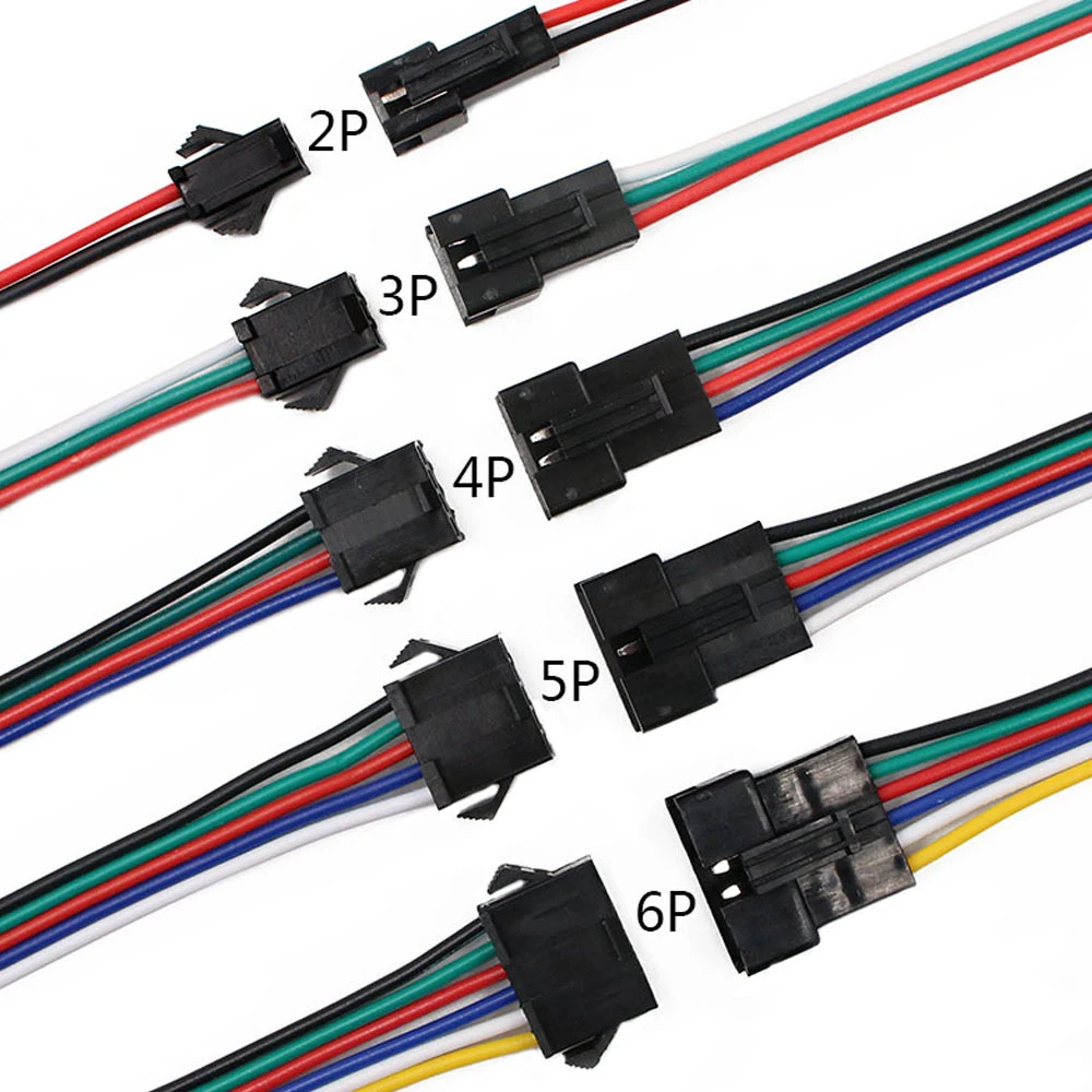 

SM2P/3P/4P/5P/6Pin LED Extension Connector Cable Wires Electric Male Female Wire for 3528 5050 RGB RGBW LED Strip Lights Connect