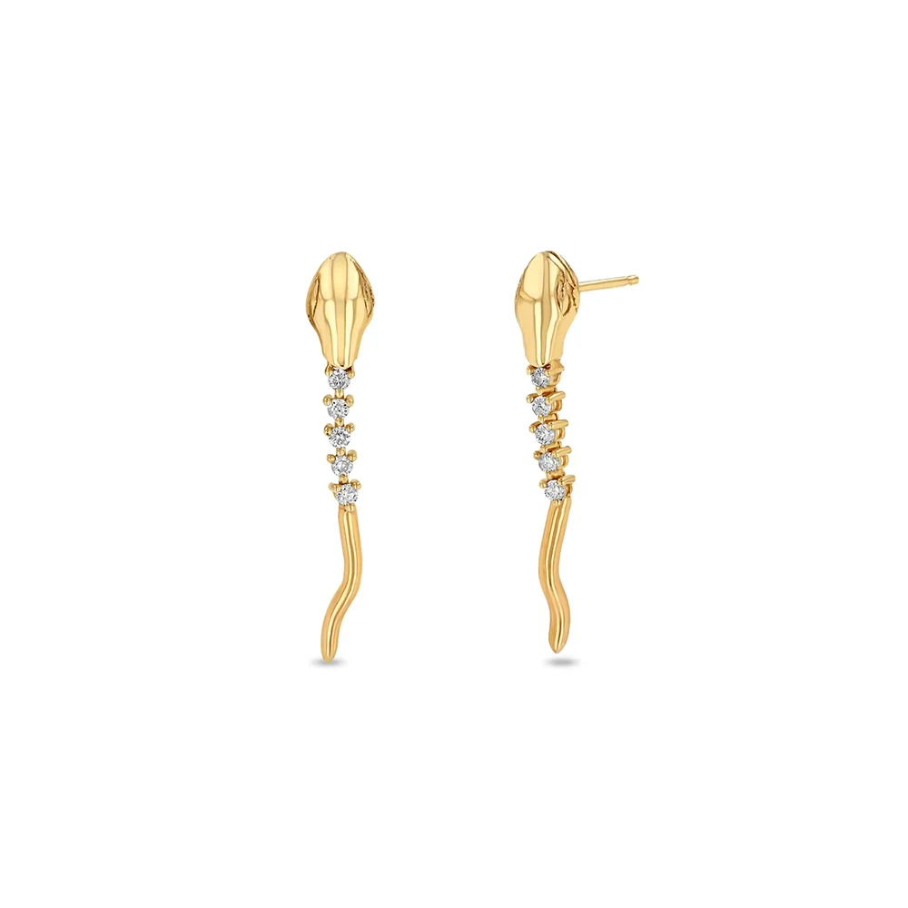 European and American Gold Color Stud Earring 925 Sterling Silver Ins Simple Personality Versatile Cobra Earrings