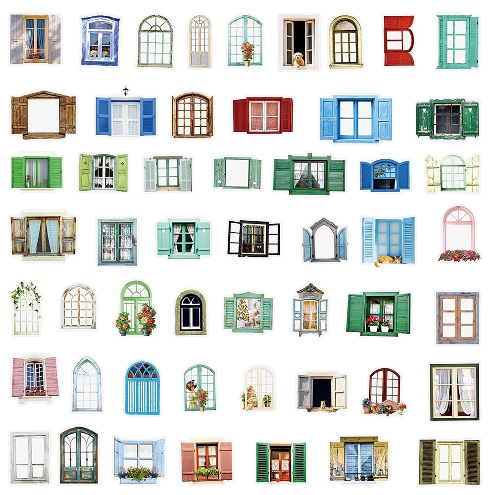 10/30/50pcs Transparent Dessin Animé Coloré Fenêtre Autocollants Rétro Créatif Graffiti Autocollant Valise Scrapbook Téléphone Autocollants Emballage