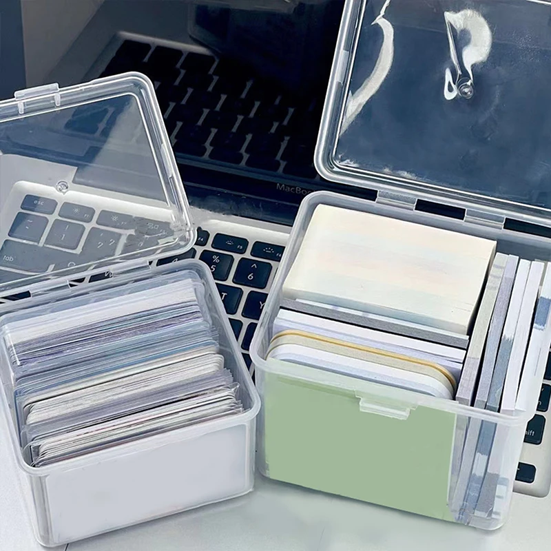 New Transparent Plastic Storage Box Photocards Small Card Storage Box Desk Organizer Box Classification Box Stationery