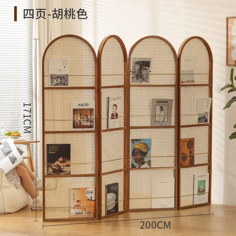 

Fuzhong antique rattan screen partition living room folding mobile bedroom entrance door opposite door bookshelf