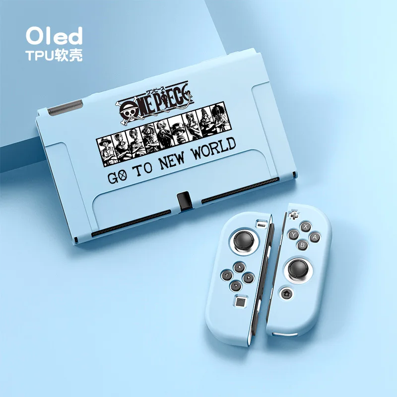 قطعة واحدة لوفي زورو أنيمي حافظة حماية ناعمة من البولي يوريثان الحراري لنينتندو سويتش OLED Joy-Con غطاء حماية لوحدة التحكم