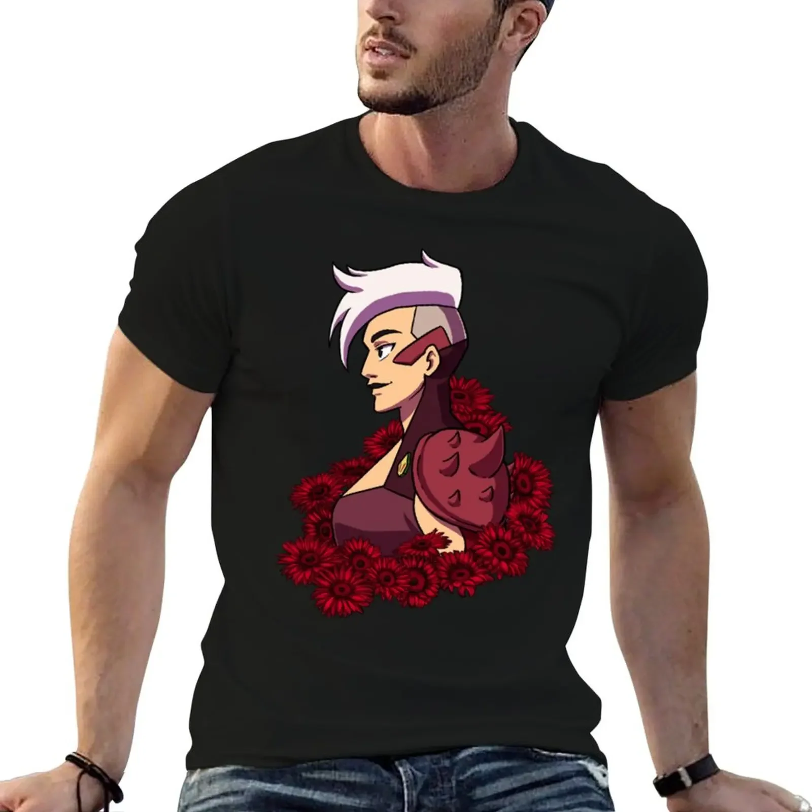 Gerbera Scorpia T-Shirt croswit shirt man anime clothes blue archive customizeds men clothing