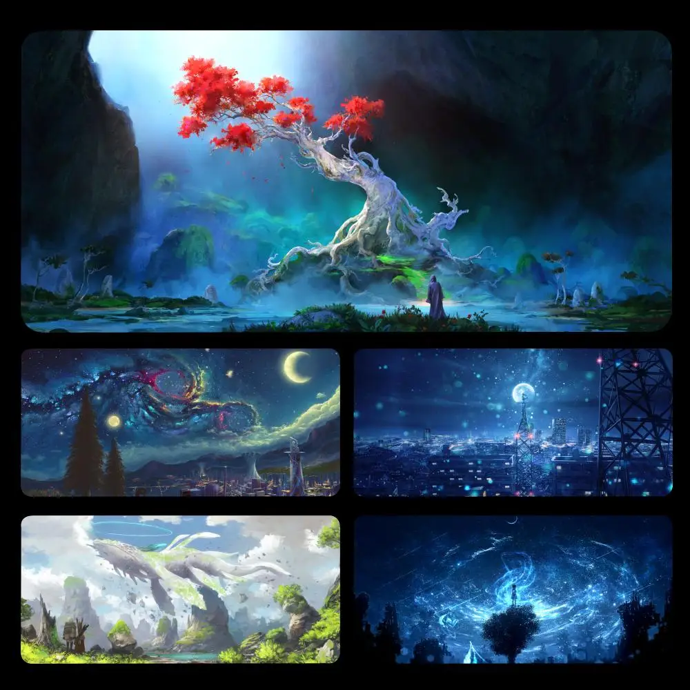 

Anime Landscape Mousepad Large Gaming Mouse Pad LockEdge Thickened Computer Keyboard Table Desk Mat