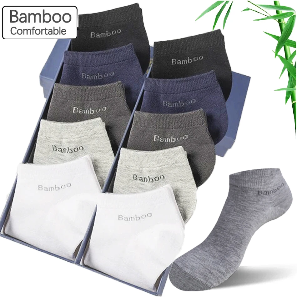 

5/10Pairs High Quality Bamboo Fiber Socks Business Breathable Ankle Socks Casual Comfortable Men And Women Short Socks Size38-44