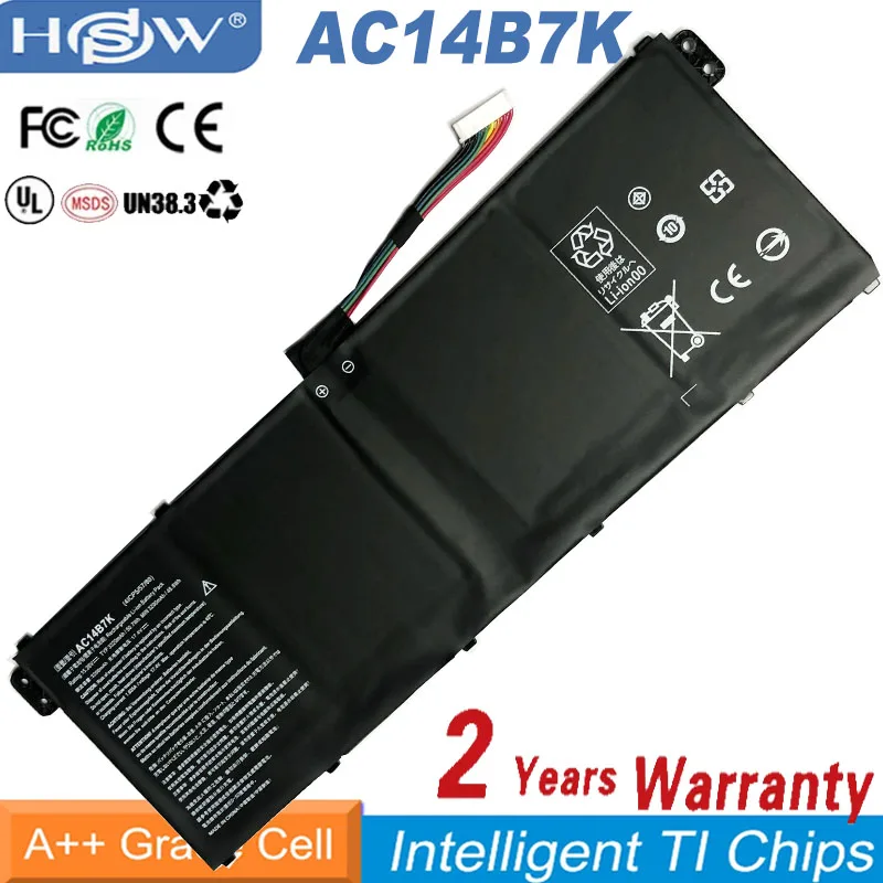 

New AC14B7K Laptop Battery For Acer Spin 5 SP515-51GN Swift SF314-52 For Acer Nitro 5 AN515-42 15.28V 3320mAh/50.7WH