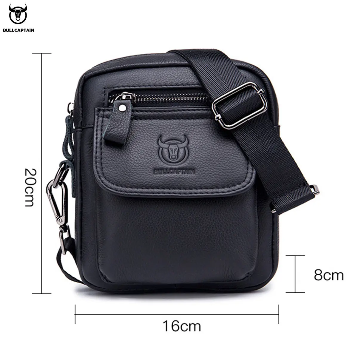 BULLCAPTAIN Men\'s Messenger Bag Leather Bag Vertical Handbag Shoulder Business Casual Retro Vertical Student Mini Cashier