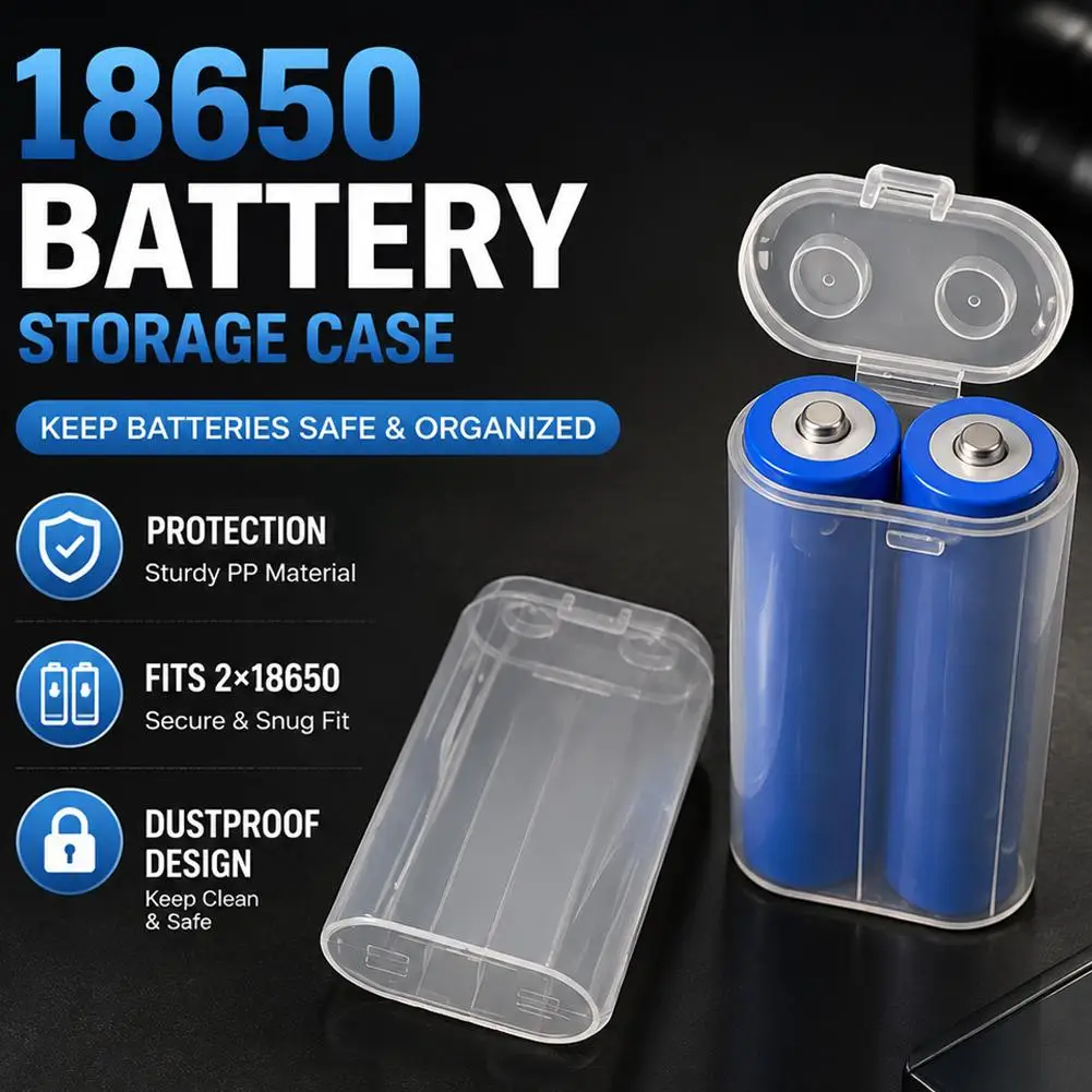 Transparent Battery Organizer Holder For 18650 Cells Secure Snap-Lock Storage Case Portable Protection For Electronics And EDC