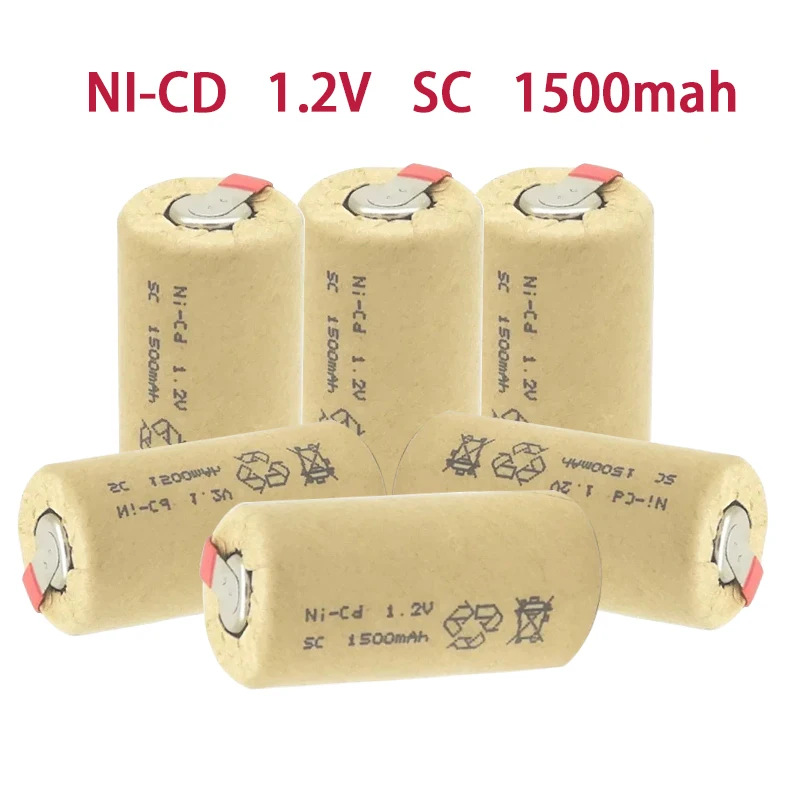 100% New NI-CD 1.2V 1500mAh SC High power 10C Rechargeable for Power Tools Batteria SUBC Cells for Electric Drill Screwdriver