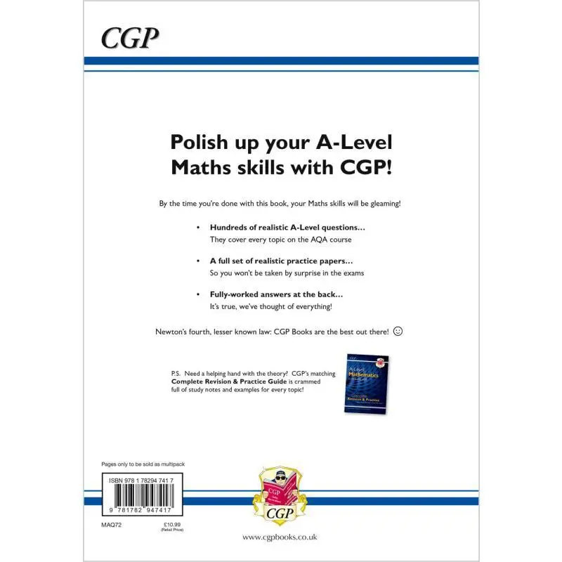 ALevel Maths AQA Exam Practice Workbook Includes Answers CGP Books Coordination Group Publications 9781782947417 Book