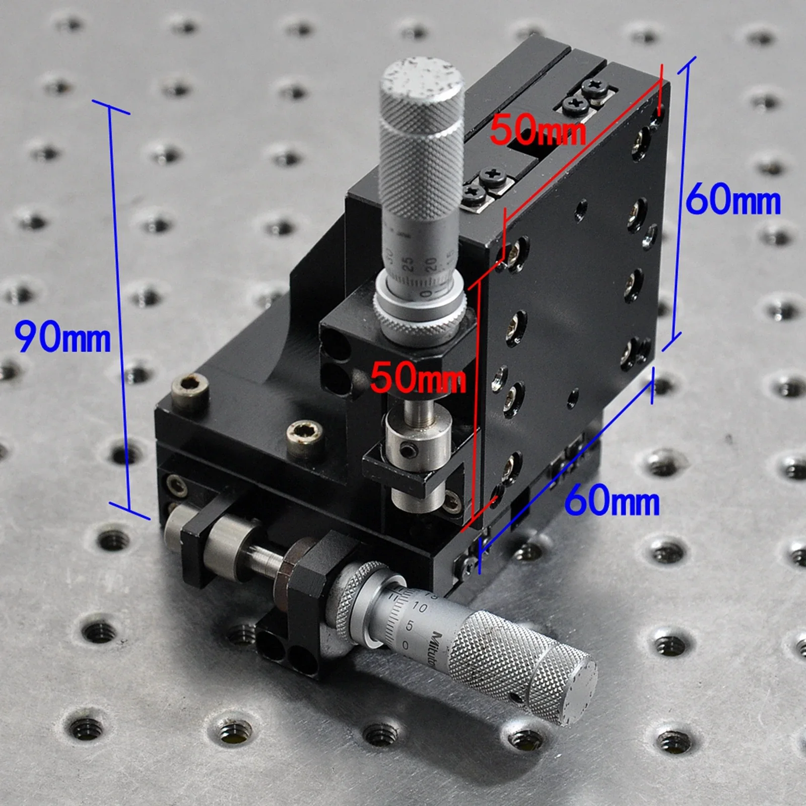 YZ-axis Two-dimensional Manual Precision Lifting Cross Rail Type Displacement Fine-tuning Sliding Table 60mm Aluminum