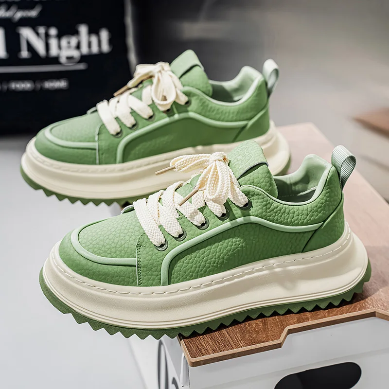 

Men's spring Faion Sneakers Thi Bot Casual oes Wide Foot Big Head Spor Trendy Boots Durable Rubber Outsole