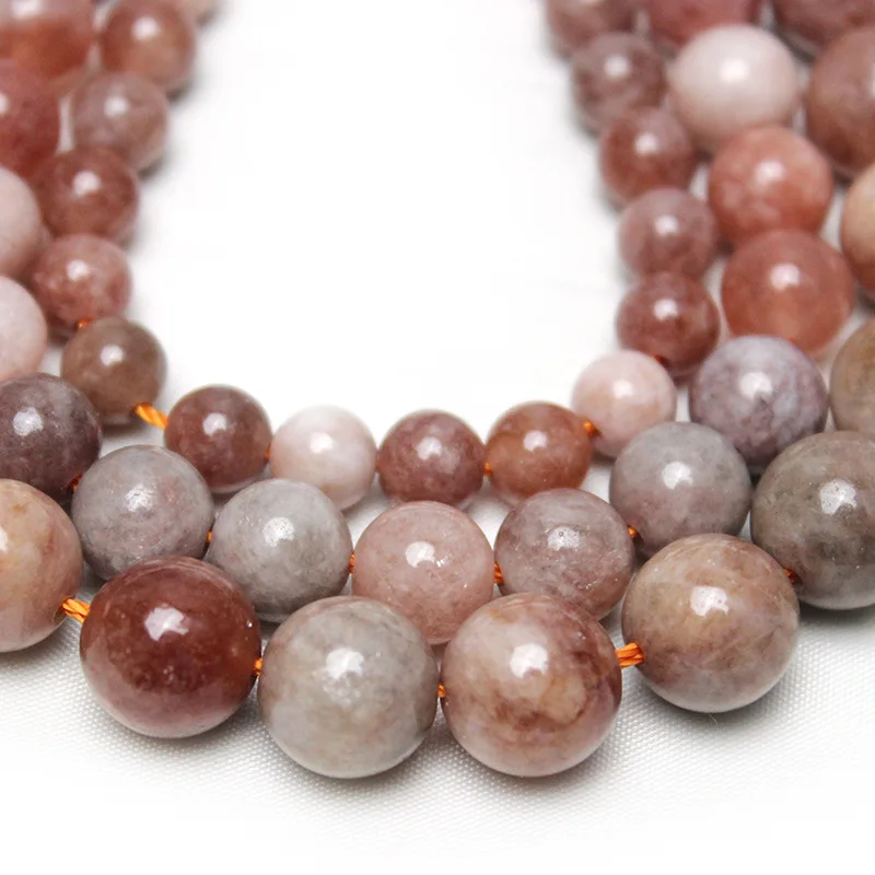 Optimized color sunstone round beads chalcedony loose beads DIY jewelry accessories bracelet beaded weaving material