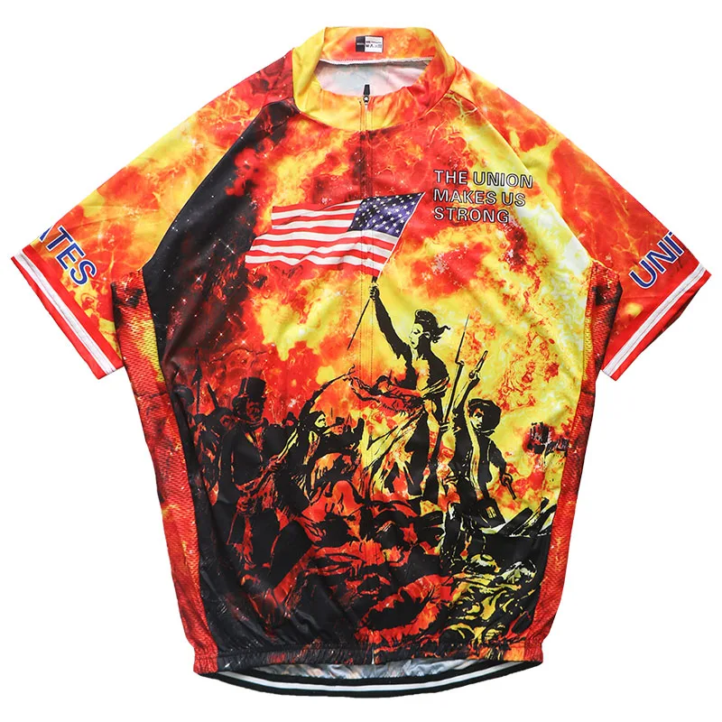 USA Bicycle Jersey, Cycling Short Sleeve Clothes, Freedom Road Bike Shirt, MTB Summer Top, Stretch White Jacket, Flag Sport Wear