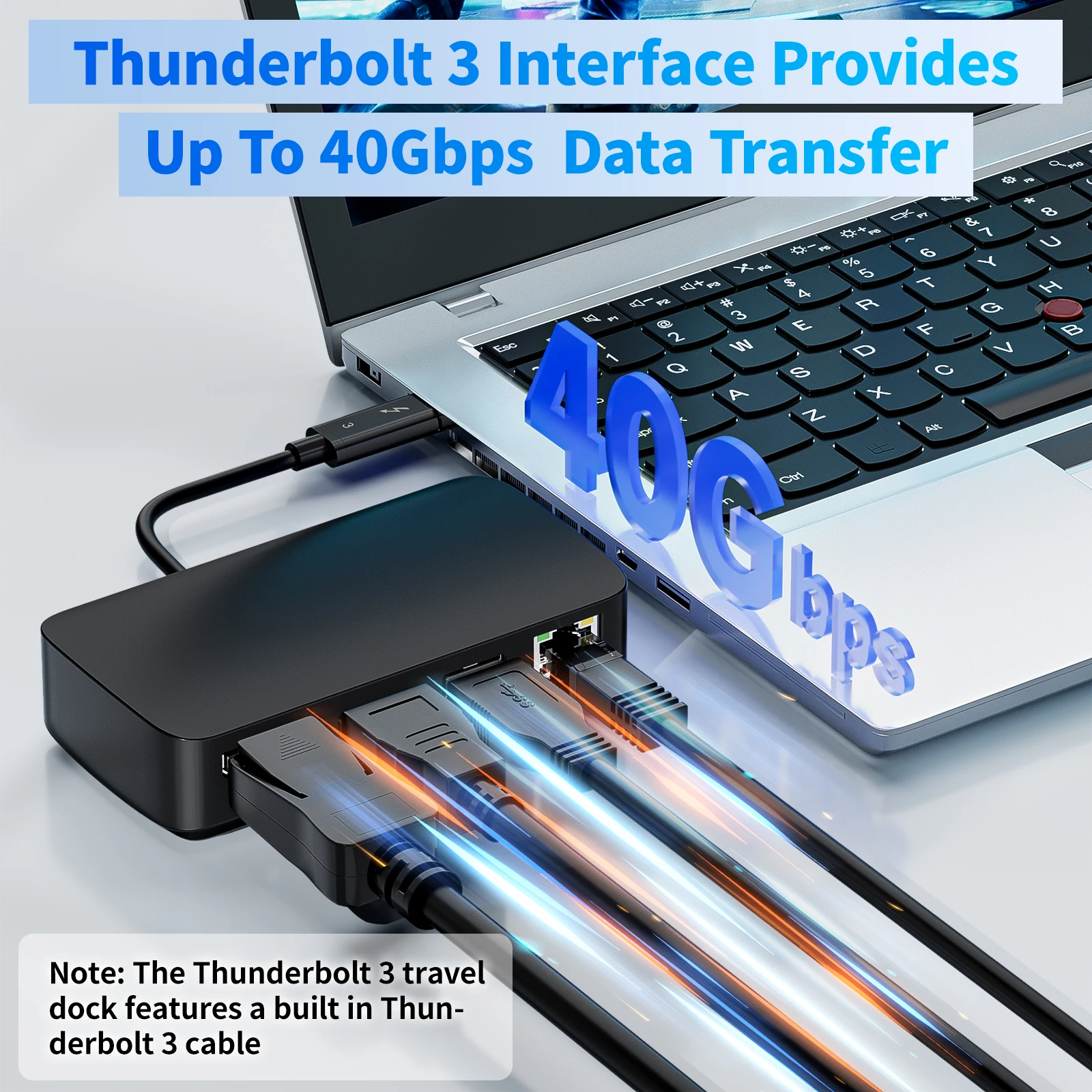 Genuine Thunderbolt 3 Travel Dock 4-in-1 Thunderbolt 3 Dual 4K@60Hz docking Thunderbolt 3 to HDMI 2.0+Displayport 1.2+RJ45+USB