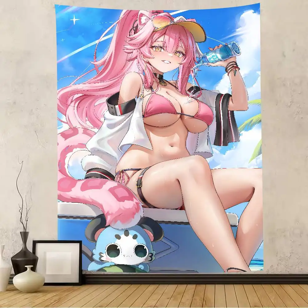 Cute Pretty Girl Raora Panthera Tapestry Decoration Bedroom Dormitory Background Cloth Holiday Home Party Living Room Tapestry