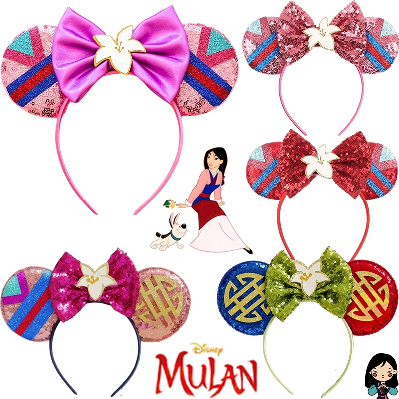 

Cartoon Anime Clothing Ears Headband Kid Disney Mulan Hairband Girl Magnolia Flower Bow Hair Accessories For Women Festival Gift