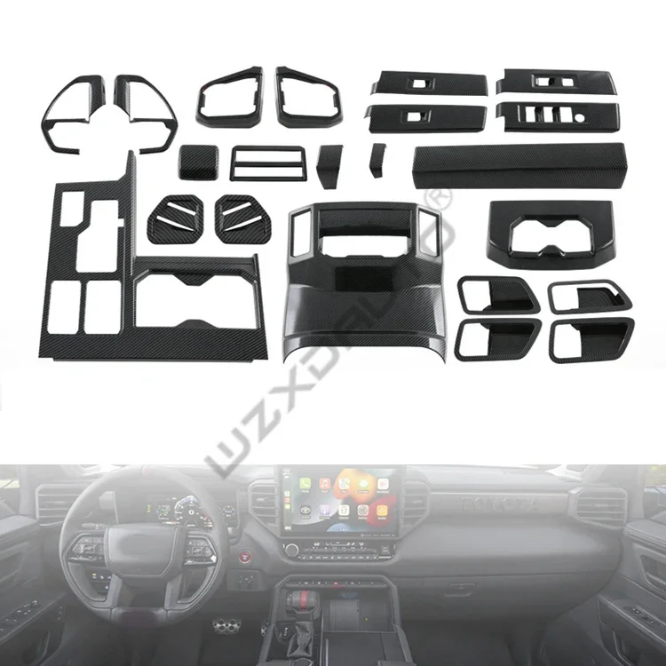 WZXD Car Interior Accessories 22pcs Decoration Kit Cover Trim Power Window AC vent Frame For Sequoia 2023 custom