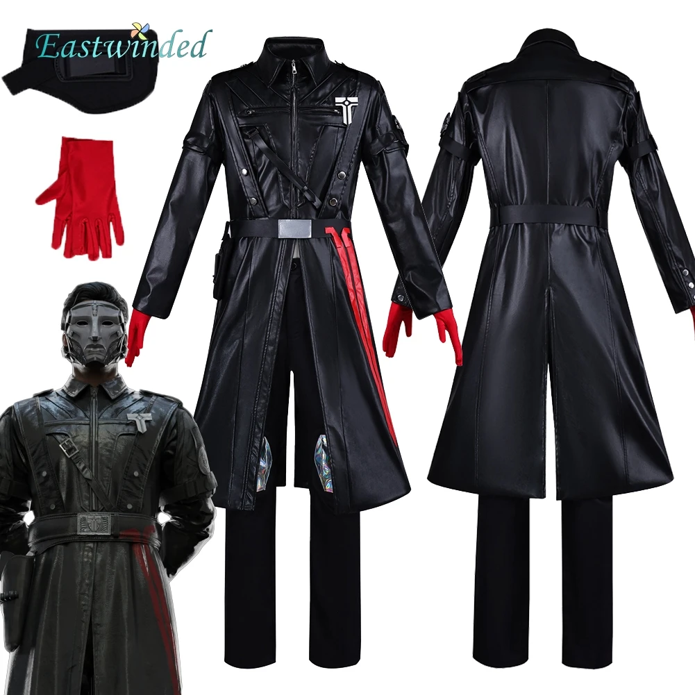 

Game Delta Force Warden Cosplay Black Leather Coat Costume Pants Accessories Clothing Outfits Halloween Roleplay Carnival Suits